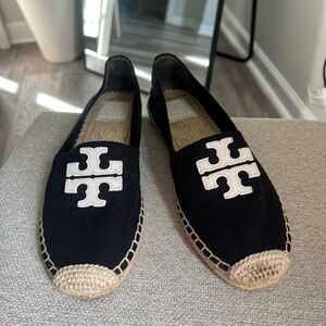 Tory Burch Black and Tan Espadrilles